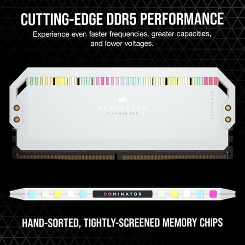 Corsair Dominator Platinum RGB DDR5 32GB (16GBx2) 5600MHz RAM (White)