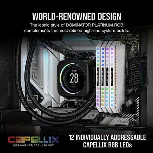 Corsair Dominator Platinum RGB 32GB (16GBx2) DDR5 6200MHz Desktop RAM (White)