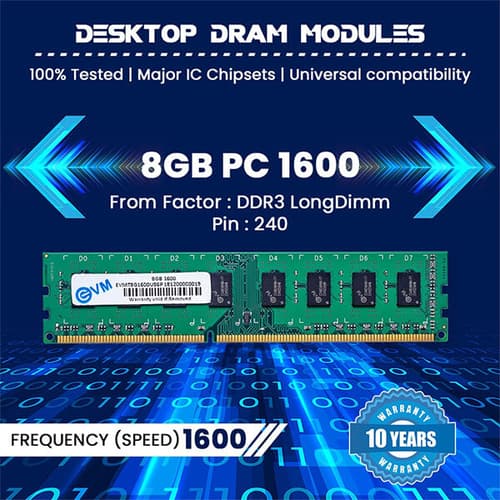 EVM 8GB (8GBx1) DDR3 1600MHz Desktop RAM