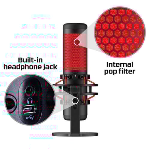 HyperX QuadCast Red LED USB Condenser Microphone (Black)