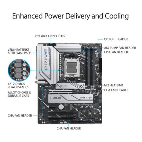 Asus Prime X670 P WiFi Motherboard (AMD Socket AM5/Ryzen 9000, 8000 and 7000 Series CPU/ Max 128GB DDR5 6400MHz Memory)