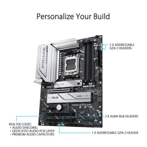 Asus Prime X670 P WiFi Motherboard (AMD Socket AM5/Ryzen 9000, 8000 and 7000 Series CPU/ Max 128GB DDR5 6400MHz Memory)