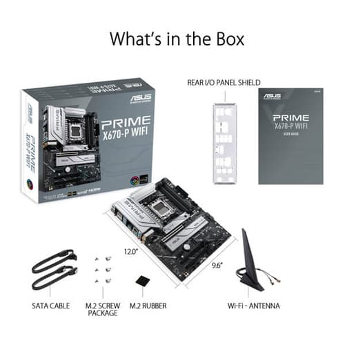 Asus Prime X670 P WiFi Motherboard (AMD Socket AM5/Ryzen 9000, 8000 and 7000 Series CPU/ Max 128GB DDR5 6400MHz Memory)