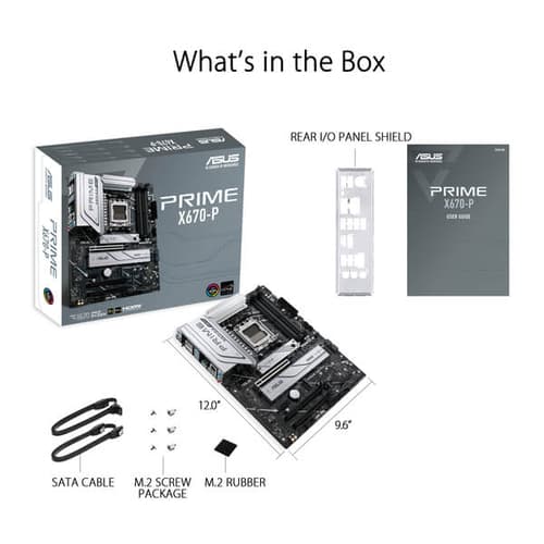 Asus Prime X670 P Motherboard (AMD Socket AM5/Ryzen 9000, 8000 and 7000 Series CPU/ Max 128GB DDR5 6400MHz Memory)