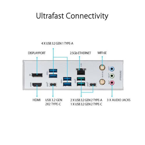 Asus PRIME Z790-A WIFI Motherboard (Intel Socket 1700/14th, 13th and 12th Generation Core Series CPU/Max 128GB DDR5 7200MHz Memory)