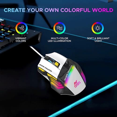 Ant Esports GM100 Gaming Mouse, Black-White
