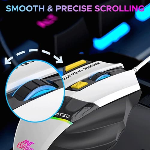 Ant Esports GM100 Gaming Mouse, Black-White