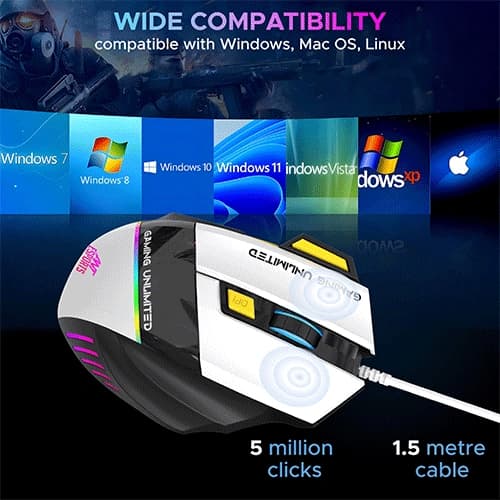 Ant Esports GM100 Gaming Mouse, Black-White