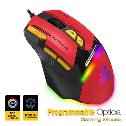 Ant Esports GM333 Gaming Mouse (Black-Red-Yellow)