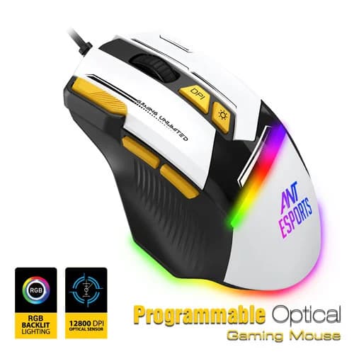Ant Esports GM333 Gaming Mouse (Black-White-Yellow)