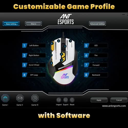 Ant Esports GM333 Gaming Mouse (Black-White-Yellow)