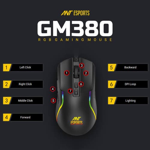 Ant Esports GM380 RGB Gaming Mouse (Black)