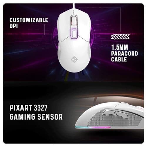Cosmic Byte Firestorm RGB White Wired Gaming Mouse