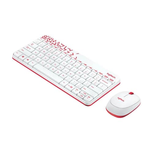 Logitech MK240 Wireless Mouse and Keyboard Combo (White-Red)