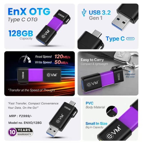 EVM EnX 128GB USB 3.2 Gen 1 Type-C OTG Pen Drive