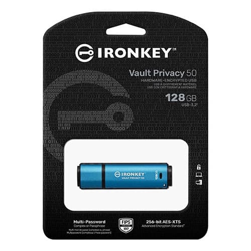 Kingston Ironkey Vault Privacy 50 Series 128GB USB 3.2 Pen Drive