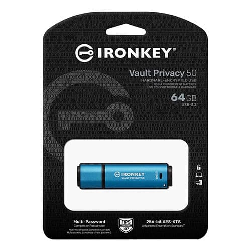 Kingston Ironkey Vault Privacy 50 Series 64GB USB 3.2 Pen Drive