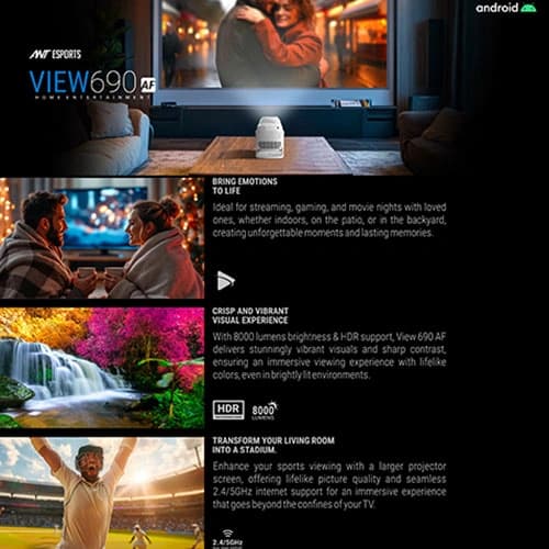 Ant Esports View690 AF Android Smart White Projector