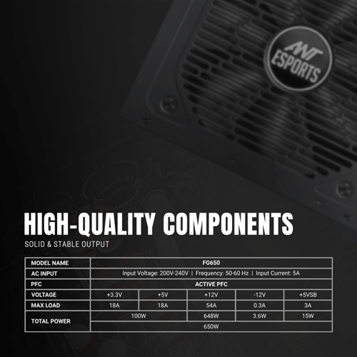 Ant Esports FG650 80 Plus Gold SMPS