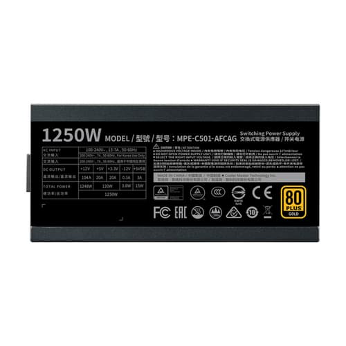 Cooler Master MWE 1250 V2 1250 Watt 80 Plus Gold SMPS