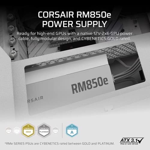 Corsair RM850e ATX 3.1 Cybenetics Gold Fully Modular White Smps