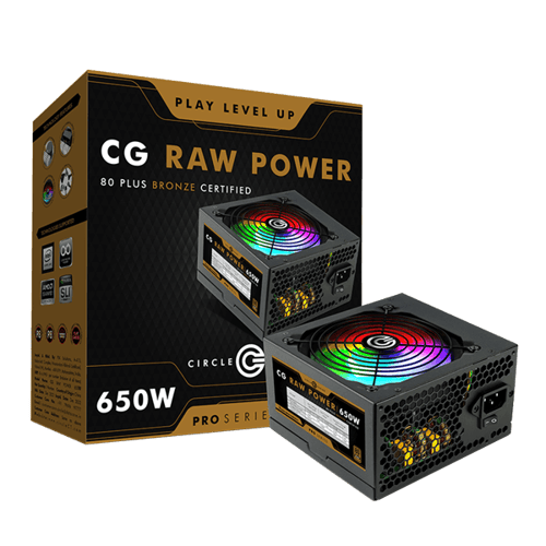 Circle CG Raw Power 650W RGB Pro 80 Plus Bronze SMPS (Black)