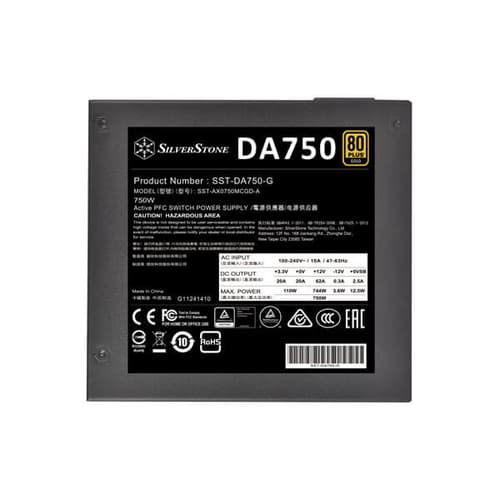 SilverStone DA750 Gold 750 Watt 80 Plus Gold SMPS
