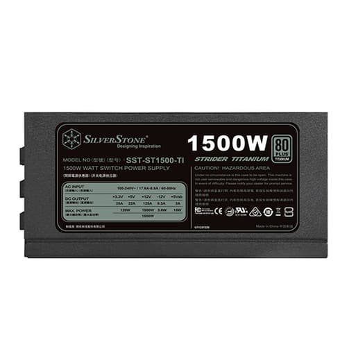 SilverStone ST1500-TI SMPS - 1500 Watt 80 Plus Titanium Certification Fully Modular PSU With Active PFC