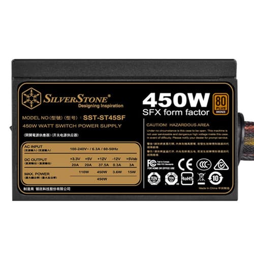 SilverStone ST45SF SFX SMPS - 450 Watt 80 Plus Bronze Certification PSU With Active PFC