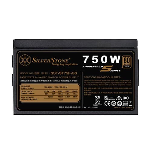 SilverStone ST75F-GS SMPS - 750 Watt 80 Plus Gold Certification Fully Modular PSU With Active PFC