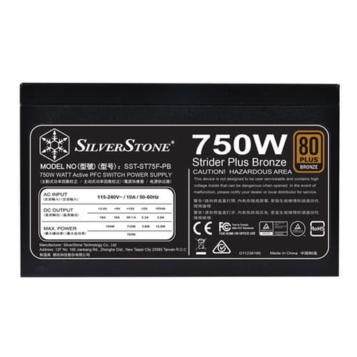 SilverStone ST75F-PB SMPS - 750 Watt 80 Plus Bronze Certification Fully Modular PSU With Active PFC