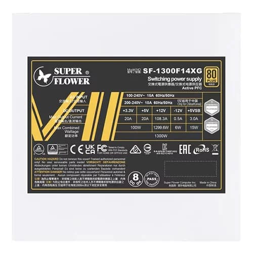 Super Flower Leadex VII XG Gold 1300W White ATX3.1 Fully Modular SMPS