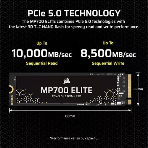 Corsair MP700 Elite 1TB NVMe Gen5 SSD