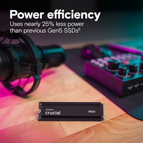 Crucial P510 2TB NVMe Gen5 SSD with Heatsink