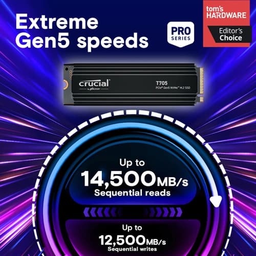 Crucial T705 2TB NVMe Gen5 SSD with Heatsink