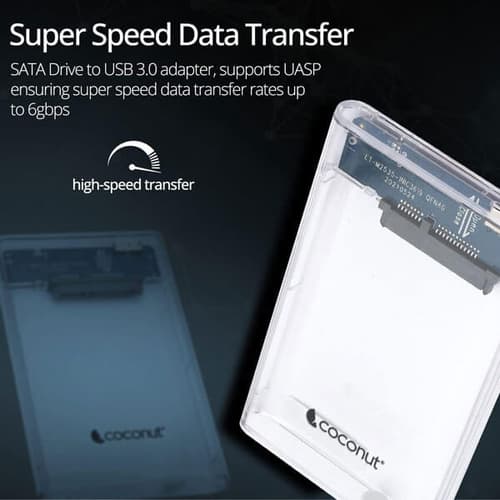 Coconut SC05 2.5 Inch SSD/HDD Sata Casing Transparent Hard Disk Enclosure USB 3.0