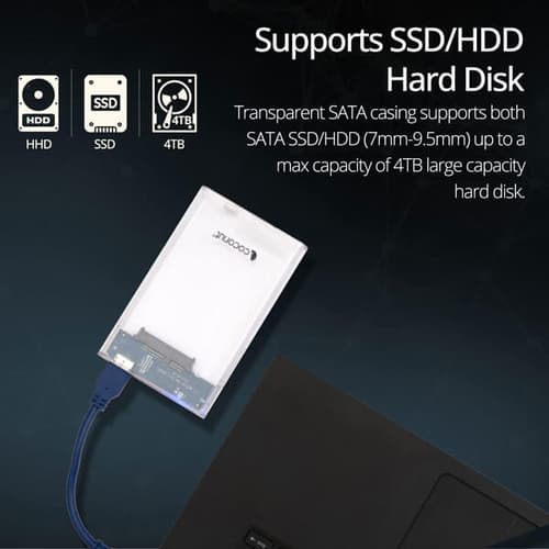 Coconut SC05 2.5 Inch SSD/HDD Sata Casing Transparent Hard Disk Enclosure USB 3.0