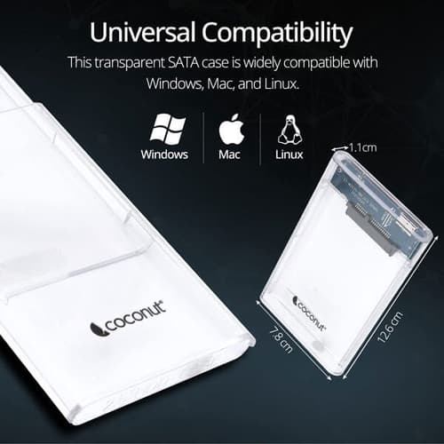 Coconut SC05 2.5 Inch SSD/HDD Sata Casing Transparent Hard Disk Enclosure USB 3.0
