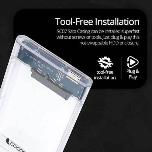 Coconut SC07 2.5 Inch SSD/HDD Sata Casing Transparent Hard Disk Enclosure