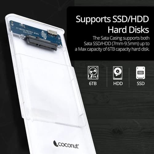 Coconut SC07 2.5 Inch SSD/HDD Sata Casing Transparent Hard Disk Enclosure