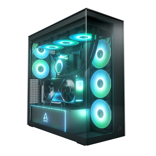 Arctic Cabinet Xtender VG Mirror Black ARGB Mid Tower, E-ATX, 420mm-Radiator Support, ACPCC00019A