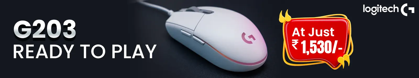 Logitech G203 Lightsync RGB Gaming Mouse (White)