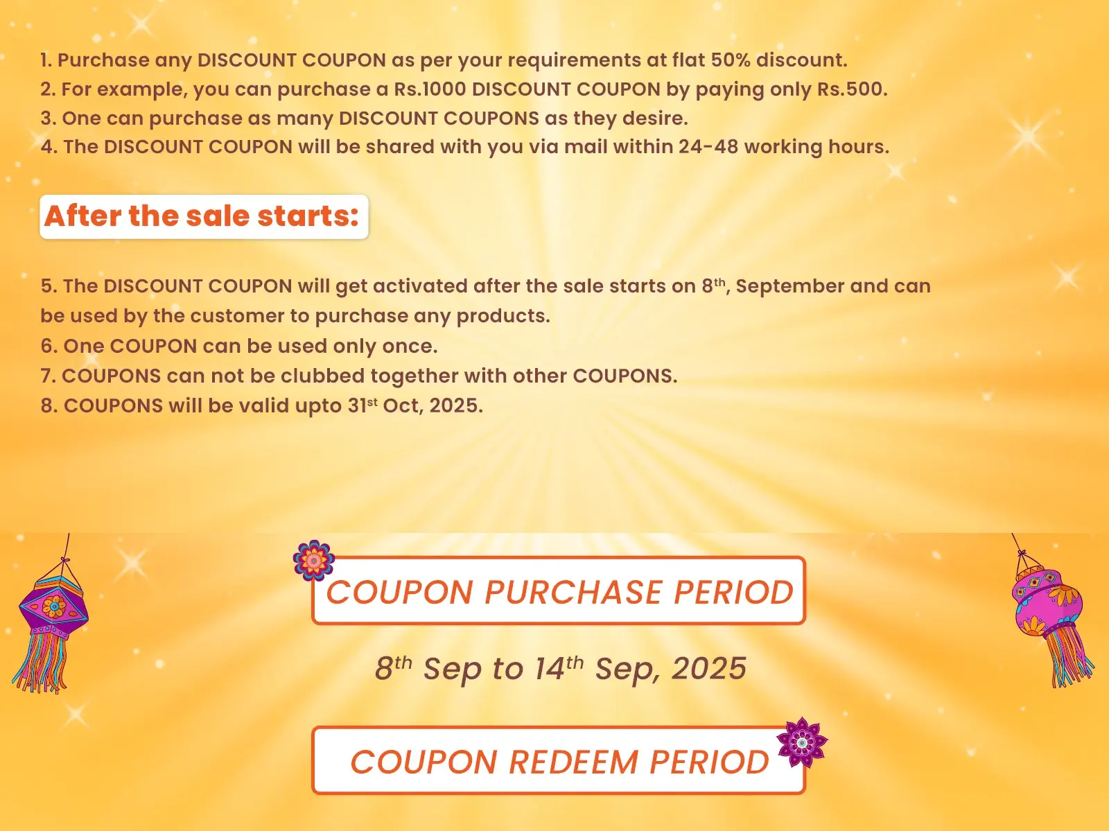 Festive Double Dhamaka Coupon Purchase Period