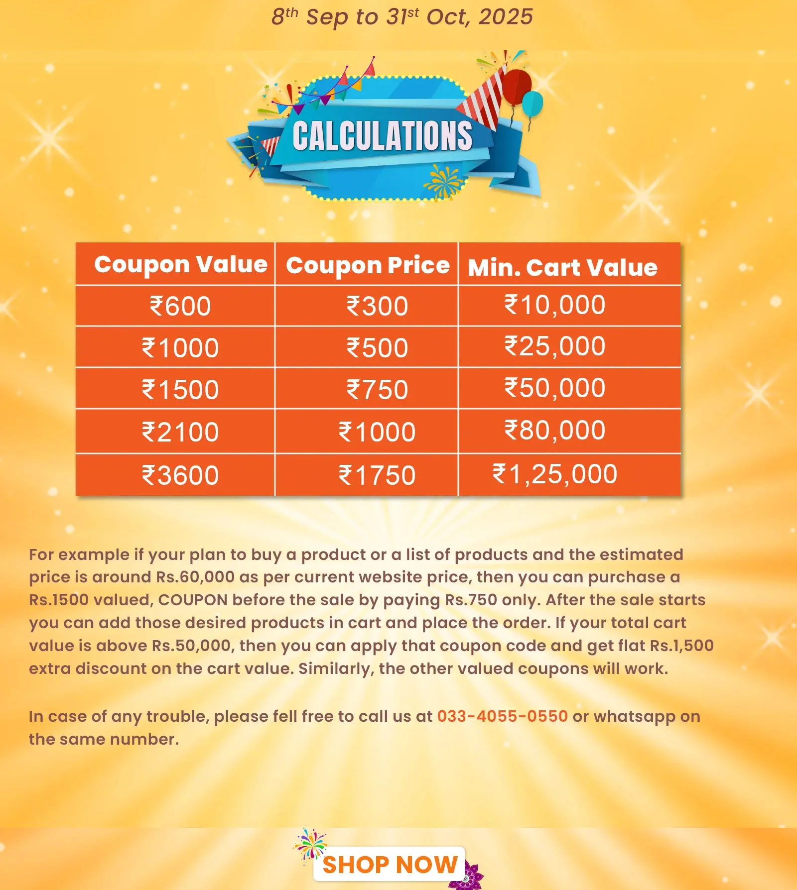 Festive Double Dhamaka Coupon Calculation