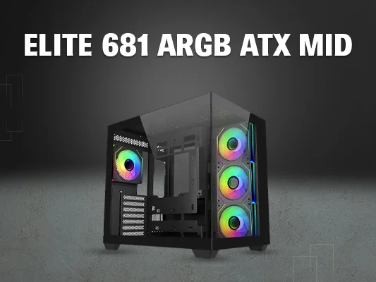 Cooler Master Elite 681 ARGB ATX Mid Tower Case