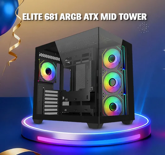 Cooler Master Elite 681 ARGB ATX Mid Tower Case