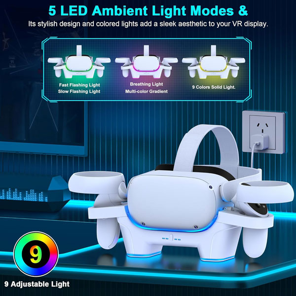Ant Esports Oculus CDOQ2 Quest 2 RGB Charging Dock (White)