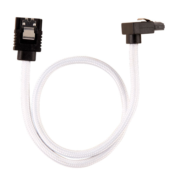 Corsair Premium Sleeved SATA 6Gbps 30cm 90° Connector Cable (White)