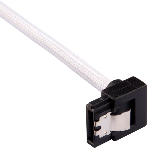Corsair Premium Sleeved SATA 6Gbps 30cm 90° Connector Cable (White)