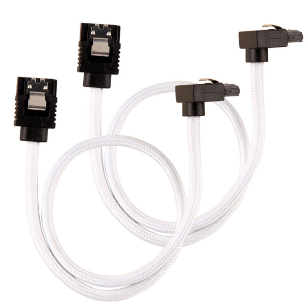 Corsair Premium Sleeved SATA 6Gbps 30cm 90&deg; Connector Cable (White)